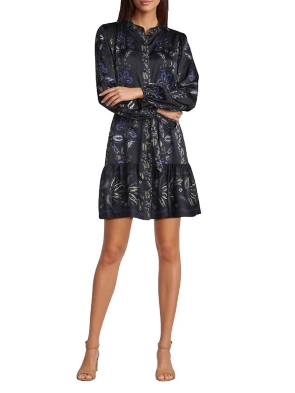 Alex Marie Daphne Floral Satin Midi Dress 12 NWOT
